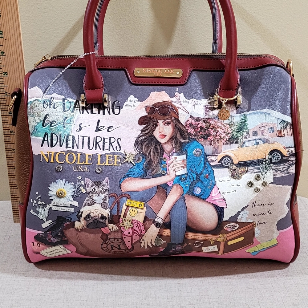Nicole Lee Pink and Purple Graphic Satchel